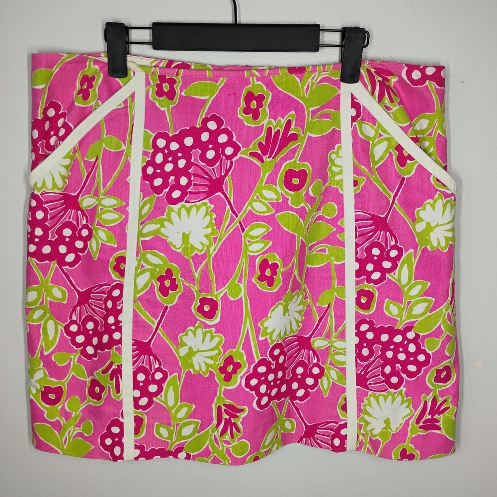 Lilly Pulitzer Originals Roslyn Skirt Womens 14 Pink Floral Preppy Colorful